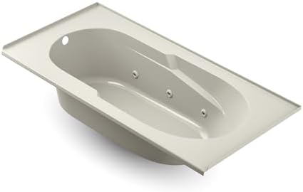 Jacuzzi SIGNATURE Acrylic Drop-In Bathtub, Jet Massage Tub, Slip Resistant, Right Drain Placement, 72" (L) x 36" (W), Rectangle, Oyster