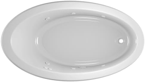 Jacuzzi SIGNATURE Acrylic Drop-In Bathtub, Heated Jet Massage Tub, Slip Resistant, Right Drain Placement, 66" (L) x 38" (W), Oval, White