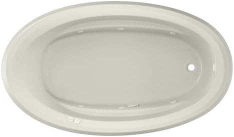 Jacuzzi SIGNATURE Acrylic Drop-In Bathtub, Jet Massage Tub, Slip Resistant, Right Drain Placement, 72" (L) x 42" (W), Oval, Oyster