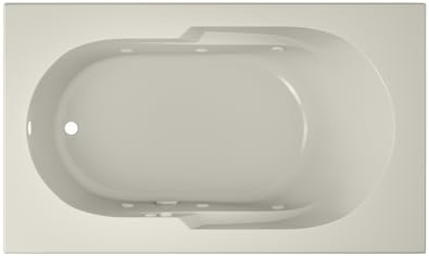 Jacuzzi SIGNATURE Acrylic Drop-In Bathtub, Jet Massage Tub, Slip Resistant, Left Drain Placement, 60" (L) x 36" (W), Rectangle, Oyster