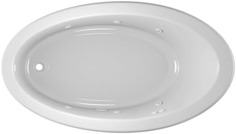 Jacuzzi SIGNATURE Acrylic Drop-In Bathtub, Heated Jet Massage Tub, Slip Resistant, Left Drain Placement, 66" (L) x 38" (W), Oval, White