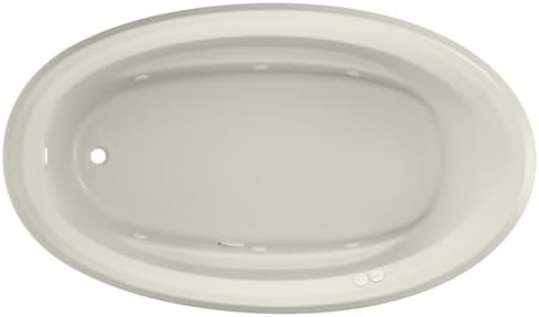 Jacuzzi SIGNATURE Acrylic Drop-In Bathtub, Heated Jet Massage Tub, Slip Resistant, Left Drain Placement, 71" (L) x 41" (W), Oval, Oyster