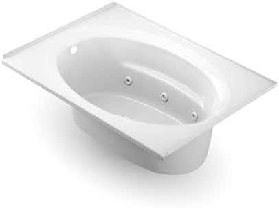 Jacuzzi SIGNATURE Acrylic Drop-In Bathtub, Jet Massage Tub, Slip Resistant, Left Drain Placement, 72" (L) x 42" (W), Oval In Rectangle, White