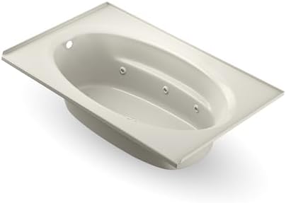 Jacuzzi SIGNATURE Acrylic Drop-In Bathtub, Heated Jet Massage Tub, Slip Resistant, Right Drain Placement, 72" (L) x 42" (W), Oval In Rectangle, Oyster