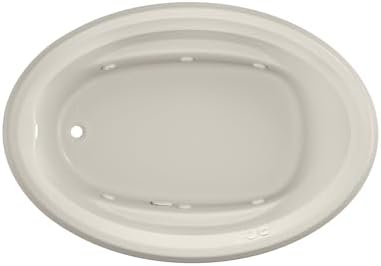 Jacuzzi SIGNATURE Acrylic Drop-In Bathtub, Heated Jet Massage Tub, Slip Resistant, Left Drain Placement, 59" (L) x 41" (W), Oval, Oyster