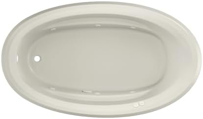 Jacuzzi SIGNATURE Acrylic Drop-In Bathtub, Jet Massage Tub, Slip Resistant, Left Drain Placement, 72" (L) x 42" (W), Oval, Oyster
