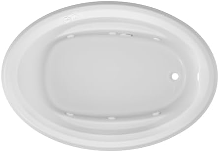 Jacuzzi SIGNATURE Acrylic Drop-In Bathtub, Heated Jet Massage Tub, Slip Resistant, Right Drain Placement, 59" (L) x 41" (W), Oval, White