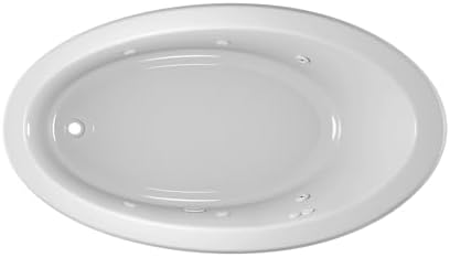 Jacuzzi SIGNATURE Acrylic Drop-In Bathtub, Heated Jet Massage Tub, Slip Resistant, Left Drain Placement, 66" (L) x 38" (W), Oval, White