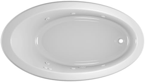 Jacuzzi SIGNATURE Acrylic Drop-In Bathtub, Jet Massage Tub, Slip Resistant, Right Drain Placement, 66" (L) x 38" (W), Oval, White