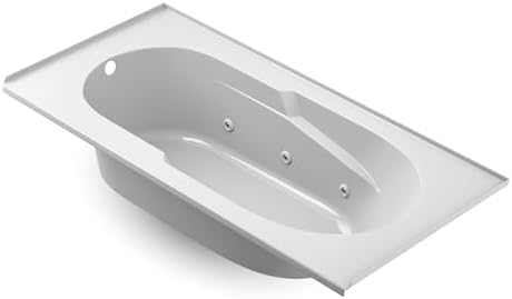 Jacuzzi SIGNATURE Acrylic Drop-In Bathtub, Jet Massage Tub, Slip Resistant, Right Drain Placement, 72" (L) x 36" (W), Rectangle, White