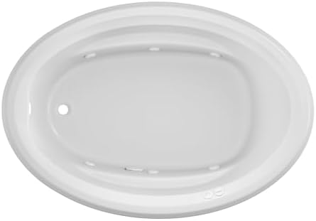 Jacuzzi SIGNATURE Acrylic Drop-In Bathtub, Heated Jet Massage Tub, Slip Resistant, Left Drain Placement, 59" (L) x 41" (W), Oval, White