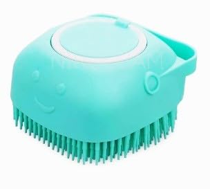 Dog Bath Brush with Shampoo Dispenser – Silicone Pet Grooming Scrubber for Dogs & Cats, Deep Clean + Massage, Easy-Grip Rubber Handle – Pet Shower Tool for Long & Short Hair