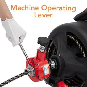 Heavy Duty Electric Drain Cleaner Machine, 75 Ft x 1/2 Inch Sewer Snake, 370w Auto-Feed, 6 Interchangeable Cutters, Gloves, Portable Pipe Cleaning Tool for 2-4 Inch Pipes