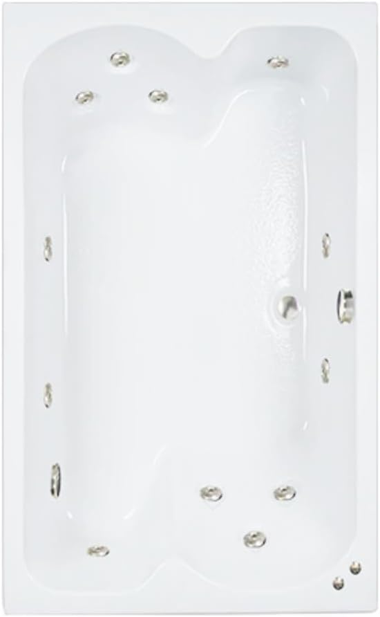60 in. x 43 in. Acrylic Rectangular Drop-In Whirlpool Bathtub with Center Drain in Biscuit