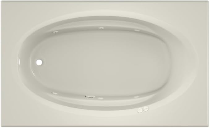 Jacuzzi SIGNATURE Acrylic Drop-In Bathtub, Jet Massage Tub, Slip Resistant, Left Drain Placement, 72" (L) x 42" (W), Oval In Rectangle, Oyster