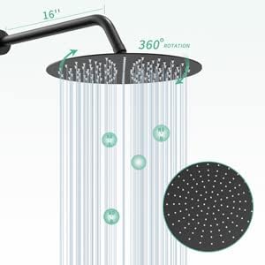 SR SUN RISE 12 Inch Slide Bar Shower System, Round Shower Faucets Sets Complete Rain Shower head and 6-Spray Handheld Combo, Wall Mounted Dual Shower Faucet Included Valve and Trim Kit, Matte Black