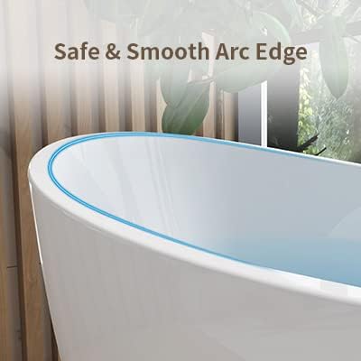 62" Lucite Acrylic Freestanding Bathtub, Double Slipper Shape Contemporary Soaking Tub with Toe-tap Chrome Drain, Slotted Overflow, cUPC Certified, Glossy White