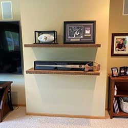 joelsantiques 42 Inch Wooden Floating Shelves for Wall - 42x10x2 in - Made of Natural Wood - Long Heavy Duty Rustic Wall Shelves for Bedroom - Perfect for Living Room, Kitchen - Medium Brown