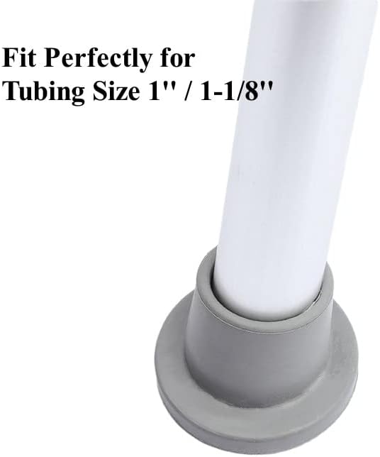 Shower Chair Tips Replacement Heavy Duty 4 Pack, Gray, 1 1/8’’ Rubber Tips for Bath Chair, Shower Stool and Tub Transfer Bench, Non Slip Leg Tips Rubber Feet