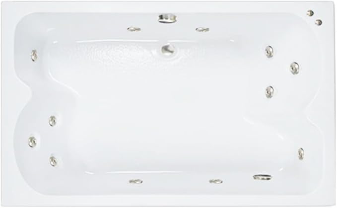 60 in. x 43 in. Acrylic Rectangular Drop-In Whirlpool Bathtub with Center Drain in Biscuit