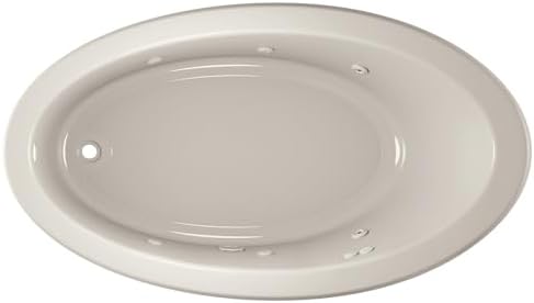 Jacuzzi SIGNATURE Acrylic Drop-In Bathtub, Heated Jet Massage Tub, Slip Resistant, Left Drain Placement, 66" (L) x 38" (W), Oval, Oyster