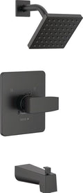Delta Faucet Modern 14 Series Matte Black Shower Faucet, Tub and Shower Trim Kit with Single-Spray Touch-Clean Black Shower Head, Matte Black T14467-BL-PP (Valve Not Included)
