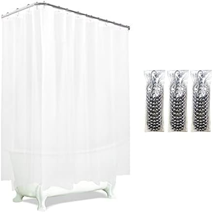 Clawfoot Tub Shower Curtain Warp Around 180x70 Inches Clear Shower Curtain Plastic Liner Round for Bathroom Extra Wide with 36 Metal Hooks PEVA Waterproof White Translucent