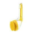 Pet Bath Brush with Silicone Bristles – Grooming Massage Tool with Liquid Dispenser for Wet & Dry Use – Deep Cleaning Portable Brush for Dogs and Cats (Yellow)