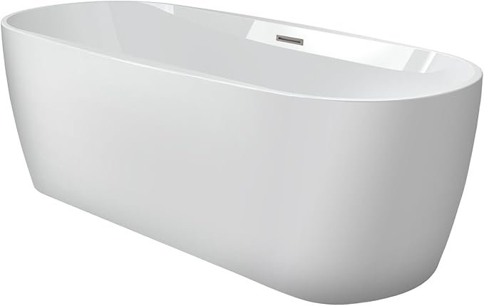 Jacuzzi PRIMO Freestanding Tub, Luxury Acrylic, Soaking Sanctuary, 67" (L) x 31" (W), Drain Assembly Kit Included, Center Drain Placement, White
