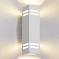 Cerdeco Aluminum Modern Outdoor Wall Light,15" Exterior Up Down Wall Sconce Light Fixture Sand Textured White with 3-Sided Frosted Glasses [ETL Listed]