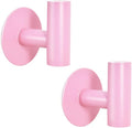 Vuzvuv Adhesive Hooks Pink SUS304 Stainless Steel - Self Adhesive Heavy Duty Waterproof Wall Hooks for Towel, Coat, Robe in Bathrooms Kitchen Hotel (2-Pack)