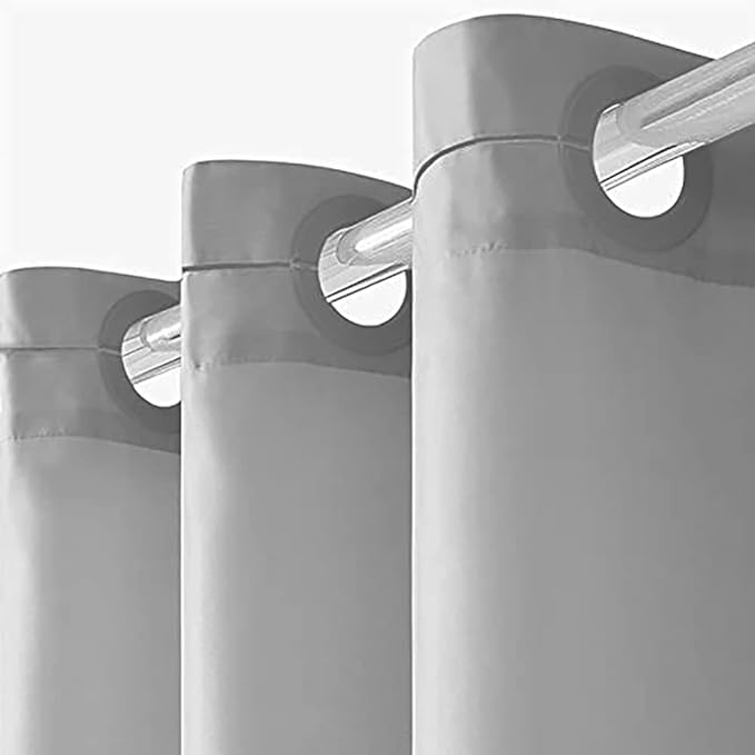 Furlinic No Hook Extra Long Shower Curtain 84 Length,Polyester Fabric Bathroom Curtains with 10 Plastic Split Grommets,Modern Hotel Style Waterproof Dark Grey Shower Curtains,Washable 72x84 Inch