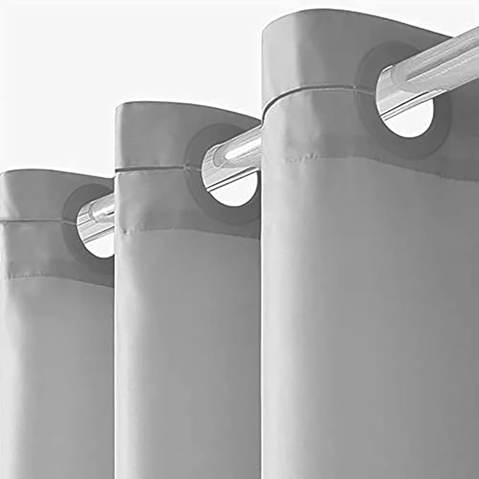 Furlinic Light Grey No Hook Small Stall Shower Curtain 48x78 Inch,Half Narrow Size Polyester Fabric Bathroom Curtains with 6 Plastic Split Grommets,Hotel Quality Waterproof Washable Bath Curtain