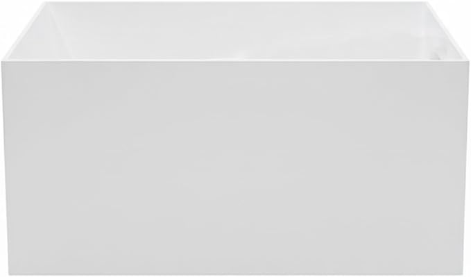 Cpingao 47" Stone Resin Freestanding Bathtub, Solid Surface Japanese Soaking Tubs Modern Rectangular Stand Alone Tub, Matte White 8842-1200