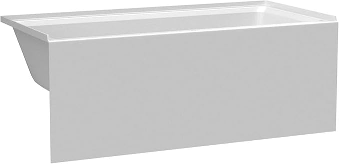 Fine Fixtures Acrylic, Fiberglass Alcove Soaking Bathtub with Integral Apron Front - Drain Included (48" x 32", Left Hand, White)
