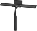 Stainless Steel Shower Squeegee for Glass Doors, Multi-Purpose Squeegee for Shower Glass, Bathroom and Car Windows, Squeegee with Adhesive Hook-10”, Black