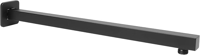 HarJue Shower Arm, Rain Shower Head Extension Extender, With Flange and Teflon Tape, Made of Thicken Stainless Steel for Bathroom Rainfall Shower (20 Inch, Matte Black)