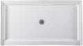 Westbrass SP6036WP-07 60" x 36" 3-Wall Shower Pan with Plastic Center Drain and 4-1/4" Cross Grid Brass Drain Cover, Satin Nickel
