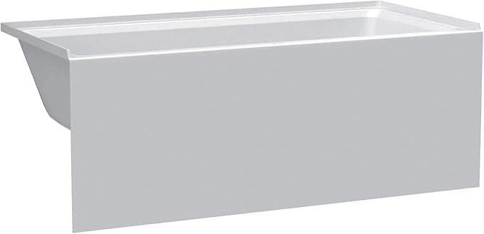 Fine Fixtures Acrylic, Fiberglass Alcove Soaking Bathtub with Integral Apron Front in Glossy White - Left Hand Drain, 72" x 36"