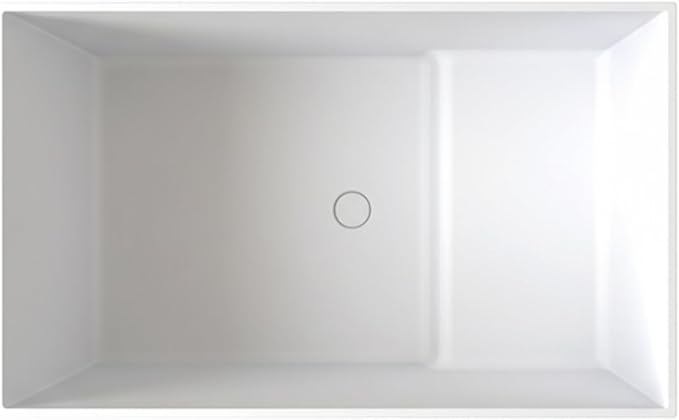 Cpingao 47" Stone Resin Freestanding Bathtub, Solid Surface Japanese Soaking Tubs Modern Rectangular Stand Alone Tub, Matte White 8842-1200