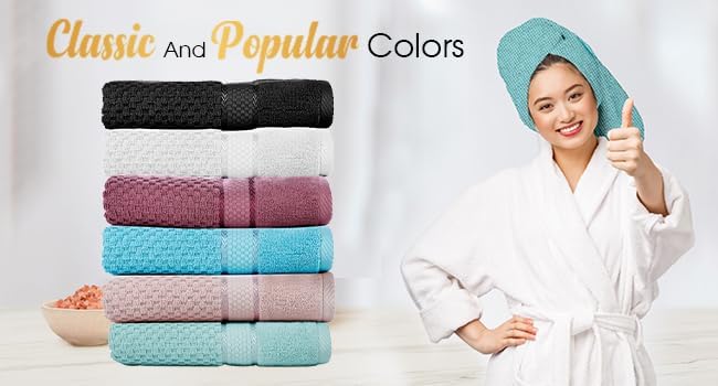 Ample Decor Bath Towels for Bathroom Set of 4 100% Cotton Popcorn Textured - Quick Dry, Highly Absorbent, Oeko-TEX Certified, Machine Washable - Mulaayam Collection - Grape Purple - 30 X 54 Inch