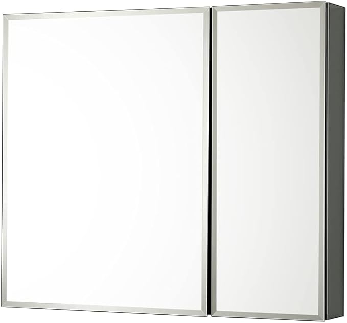 Blossom 25x26 Inch Aluminum Medicine Cabinet with Mirror – Recessed or Surface Wall Mounted Bathroom Storage with Adjustable Glass Shelves, Soft Close Hinges, Rust-Resistant and Modern Mirrored Design