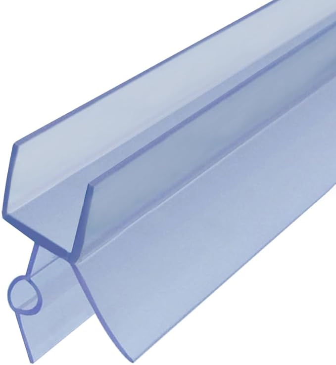 Frameless Shower Door Bottom Seal with Drip Rail for 1/2"(12mm) Glass, Length 27.5"/0.7m, Glass Door Sweep Stop Shower Leaking