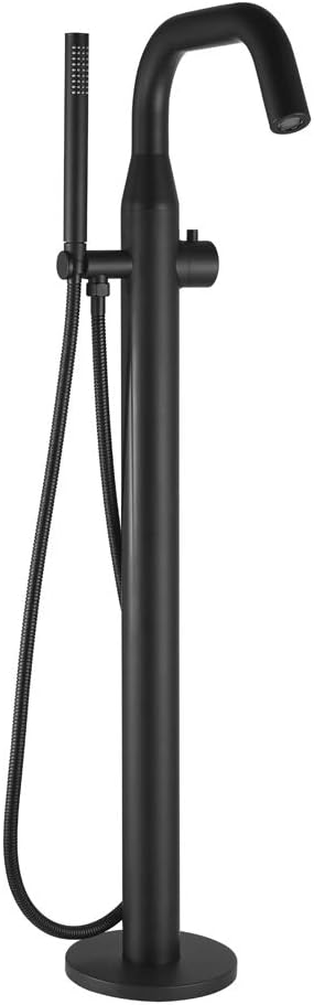 HEATGENE Bathtub Faucet Freestanding Tub Filler Single Handle Floor Mounted Faucets with Handheld Shower Matt Black