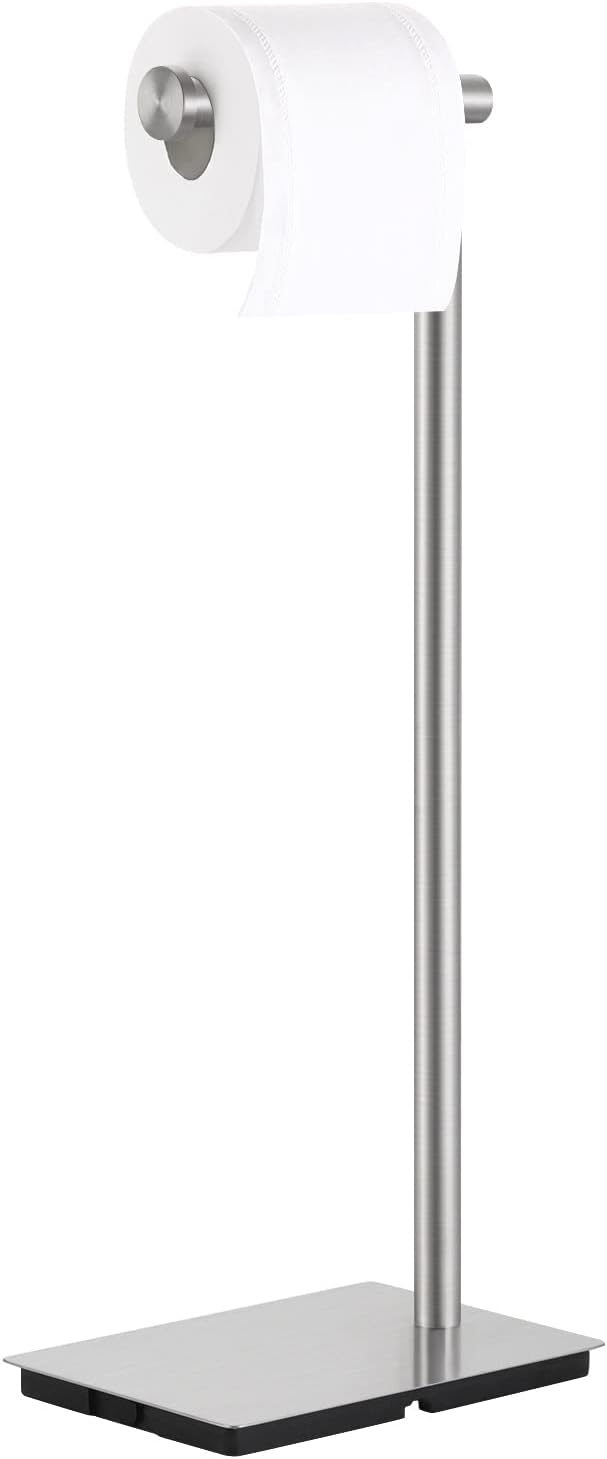 KES Freestanding Toilet Paper Holder Stand Bathroom Toilet Paper Storage Stainless Steel Brushed Steel, BPH286S1A-2