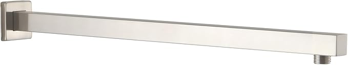 BESy 20 Inches Straight Extended Shower Arm With Flange, Rain Shower Head Extension Arms, Square Shower Rod Shower Head Extender Arm Shower Pipe Extension, Wall-Mounted Brushed Nickel Stainless Steel