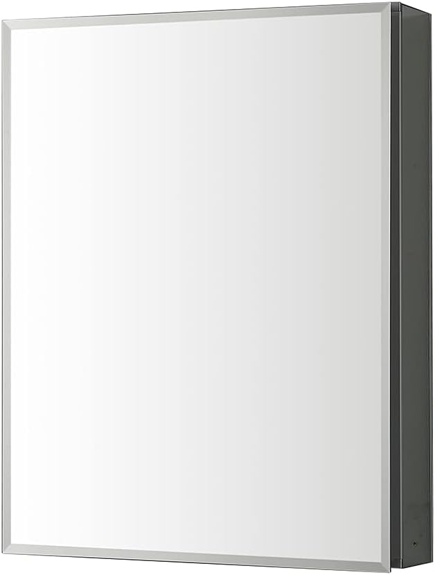 Blossom 20x26 Inch Aluminum Medicine Cabinet with Mirror – Recessed or Surface Wall Mounted Bathroom Storage with Adjustable Glass Shelves, Soft Close Hinges, Rust-Resistant and Modern Mirrored Design