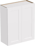 36 Inch Laundry Room Cabinets Wall Mounted, Solid Wood Over The Toilet Storage Cabinet, Bathroom Organizer Cabinets with 2 Shaker Door & 3 Shelves, Easy to Assemble for Kitchen, Garage - White