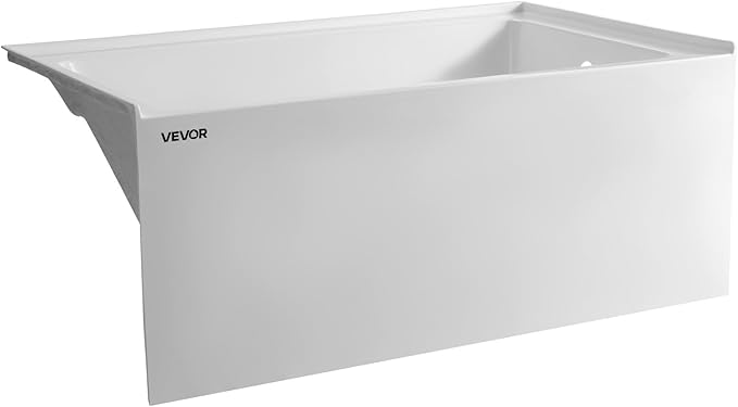 VEVOR Alcove Bathtub, 48" x 30" Contemporary Alcove Acrylic Bathtub, Soaking Bath Tub with Right Hand Drain and Overflow Hole, Large Rectangular Deep Soak Tub for Bathroom with Integral Flange, White