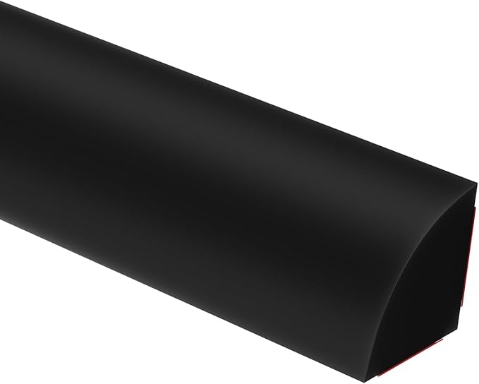 Duzzy 240 Inch Flexible Quarter Round Molding, Peel and Stick Silicone Rubber Trim Suitable for Wall Edge Floor Corner,Staircase Cabinet Edge Black